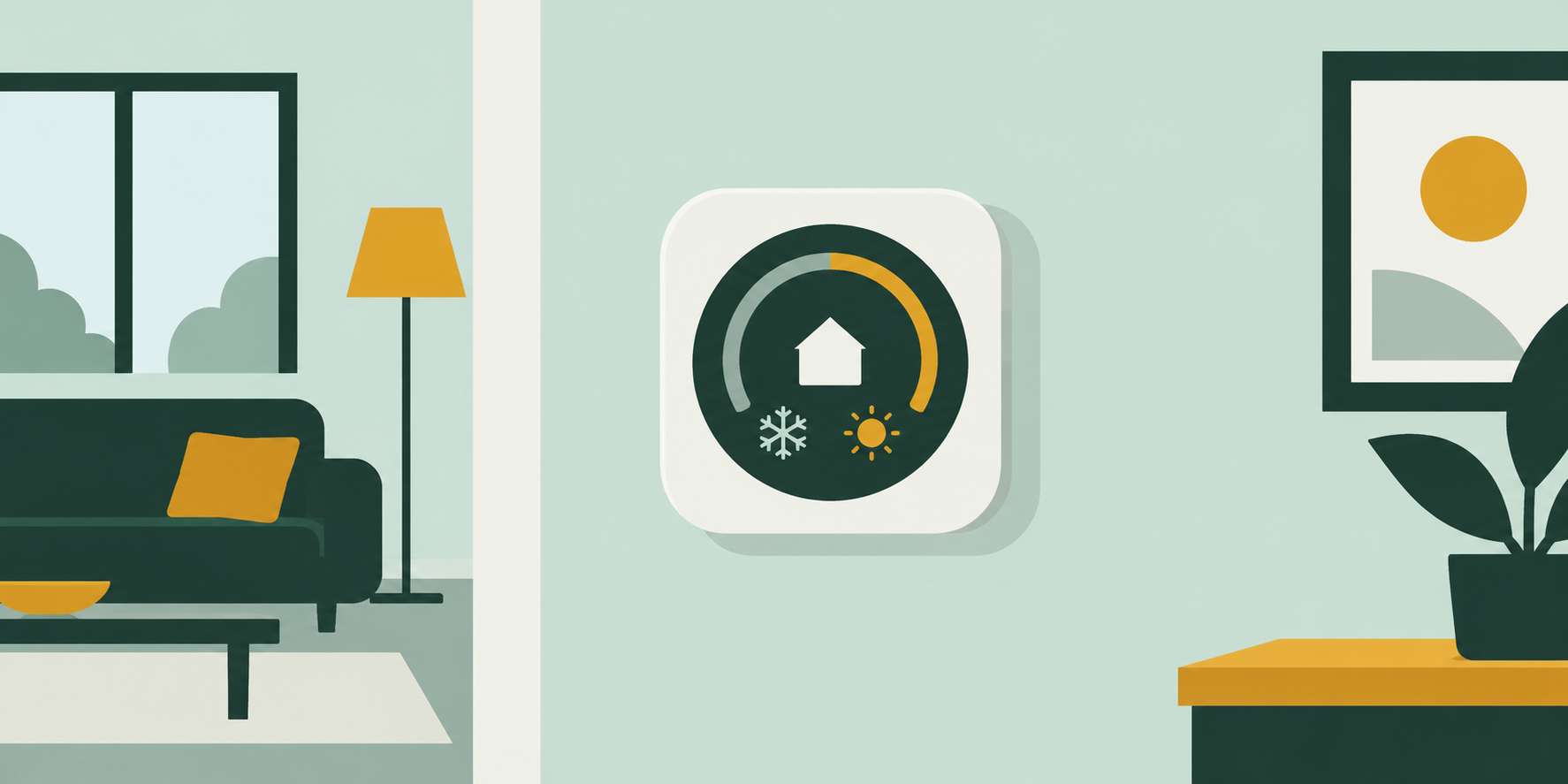 Smart thermostat controlling home heating and cooling